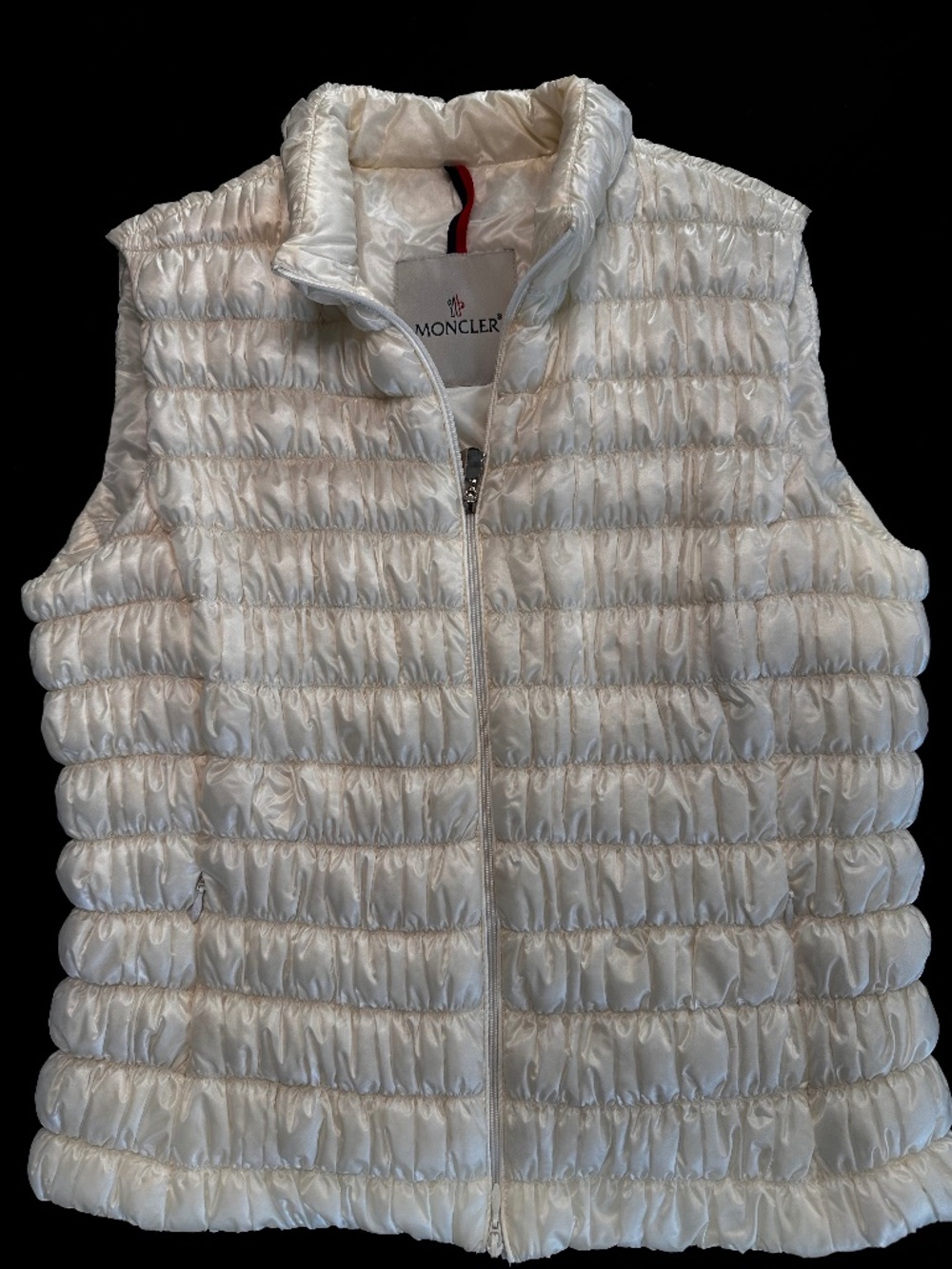 MONCLER Rare Lisedore Gillet Quilted Ivory Vest Size S